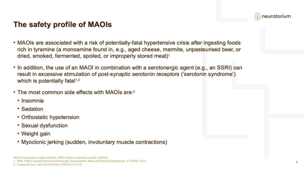 The safety profile of MAOIs
